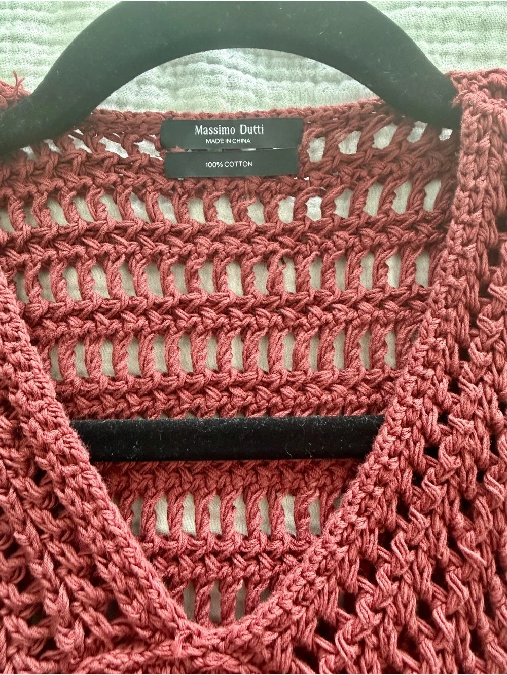 Massimo Dutti Crochet V-Neck Tank - Wine - Picture 3 of 5